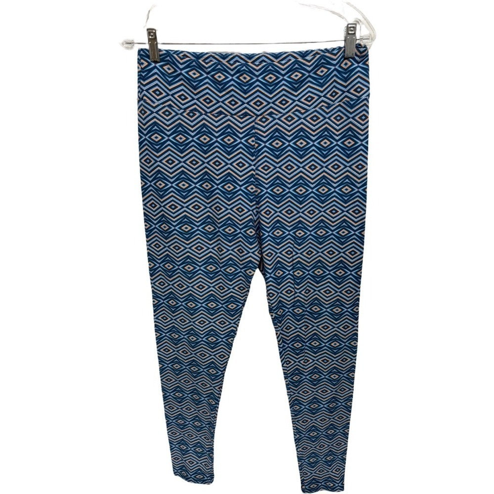 LuLaRoe Tall & Curvy Leggings TC Orange Blue Diamond Burst Eye Geometric